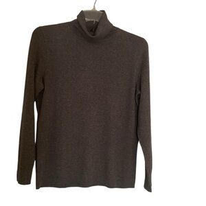 Talbots Charcoal Gray Cotton Modal Blend Long Sleeve Turtleneck Size Large